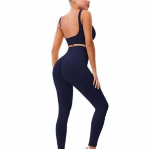 Gerueschte Workout Leggings mit hoher Taille fuer Damen