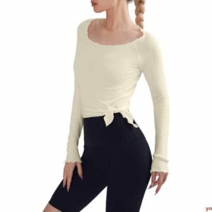Grau weisse Yogahose fuer Damen RUXI de1372
