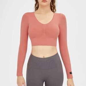 Nahtloses Set aus Yogahose und bauchfreiem Top RUXI de1114