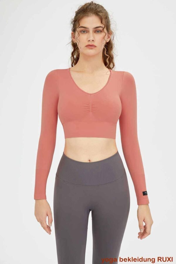 Nahtloses Set aus Yogahose und bauchfreiem Top RUXI de1114