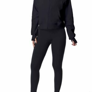 Schwarze Yogahose fuer Damen bequeme Passform RUXI de889